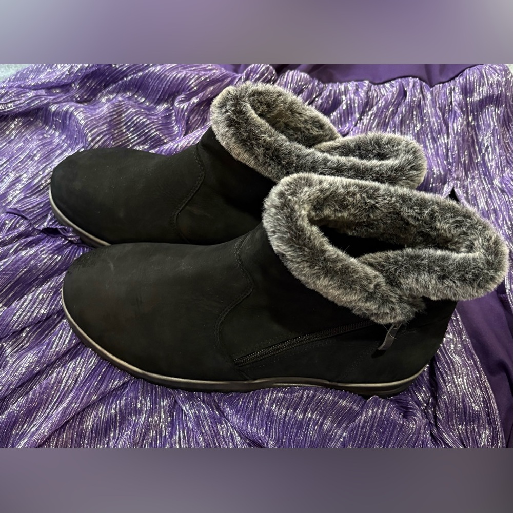 David Tate Women's Black Fur-Lined Ankle Boots Sz 10W